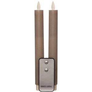 Anna Collection LED dinerkaarsen - 2x st - taupe kleur - 23 cm