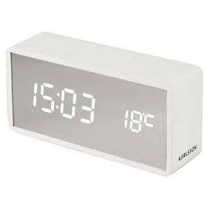 Karlsson - Alarm clock Silver Mirror LED white wood veneer