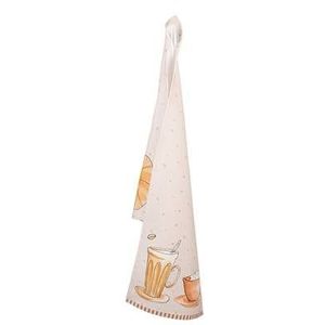 Clayre & Eef Theedoek 50x70 cm Beige Katoen Rechthoek Croissant en