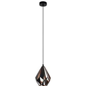 EGLO Carlton 1 Hanglamp - E27 - Ø 20,5 cm - Zwart|Koper