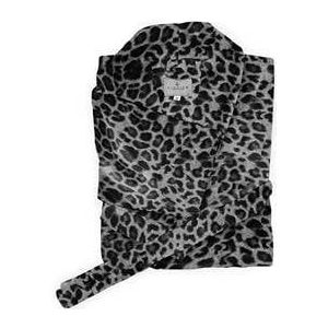 LINNICK Flanel Fleece Badjas Leopard - zwart|wit