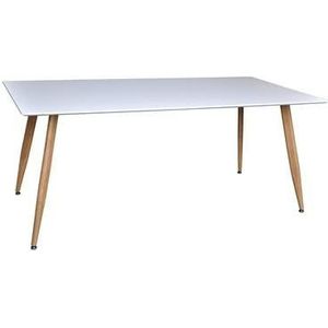 Rebellenclub Hakaro Eetkamertafel - 180x90 cm - Wit met eiken poten