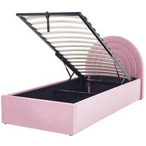 Beliani - ANET - Bed met opbergruimte - Roze - 90 x 200 cm - Fluweel