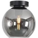 Artdelight Plafondlamp Marino Zwart & Smoke Glas 20cm