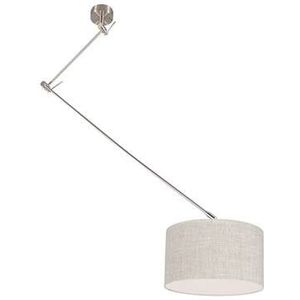 QAZQA Hanglamp staal met kap 35 cm grijs verstelbaar - Blitz