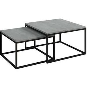 Salontafel Styler - Betonlook - Eiken - set van 2