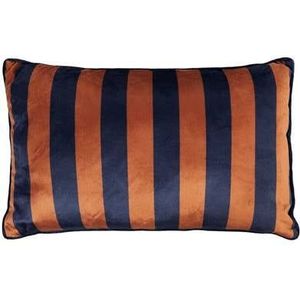 Mistral Home - Sierkussen - 50x30 cm - Polyester fluweel - Gestreept - Blauw, roest