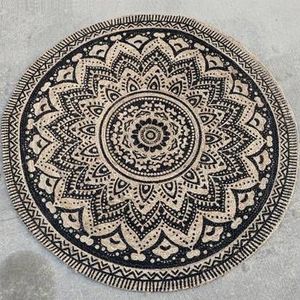 Dutch Lifestyle Vloerkleed Jaipur Classic rond 150 cm beige en zwart