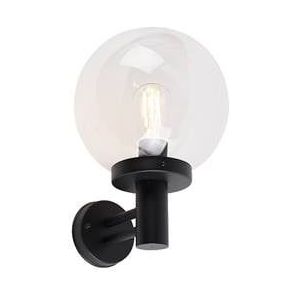 QAZQA sfera - Moderne Wandlamp voor buiten - 1 lichts - D 270 mm - Zwart - Buitenverlichting