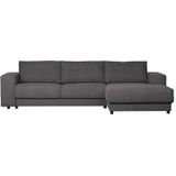 Basiclabel Chaise Longue Rechts - Katoen - Antraciet - 81x295x95|177