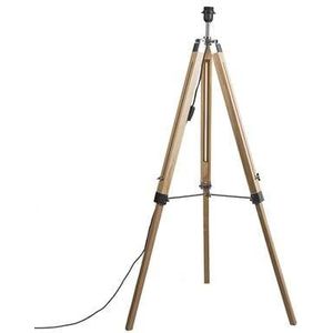 QAZQA Landelijke vloerlamp hout zonder kap - Tripod