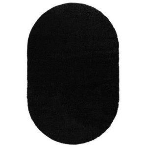 Tapeso Ovaal hoogpolig vloerkleed shaggy Trend effen - zwart - 200x300
