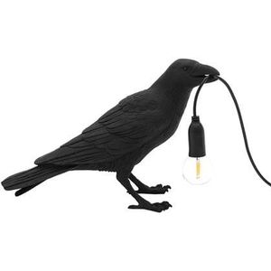 Seletti Bird Waiting tafellamp buiten zwart