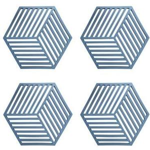 Krumble Pannenonderzetter Hexagon - Blauw - Set van 4