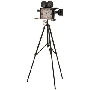 J-Line Camera Op Statief klok - metaal - zwart - 75 cm
