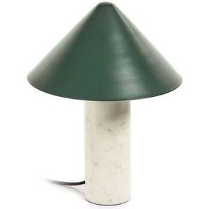 Kave Home - Valentine tafellamp in wit marmer en metaal met groene