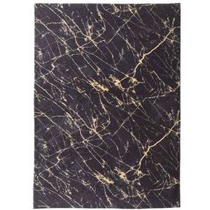 Wasbaar vloerkleed Marmer - Chloé zwart/goud 60x120 cm