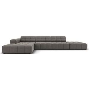 Cosmopolitan Design Chicago Hoekbank met Chaise Longue Links - Rechts Open - Velvet - Lichtgrijs