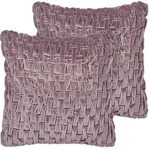 CHIRITA - Sierkussen set van 2 - Paars - 45 x 45 cm - Fluweel