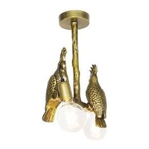 QAZQA Vintage plafondlamp messing 2-lichts - Animal Papegoje