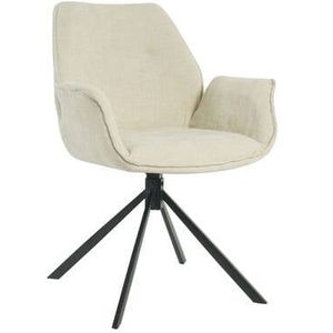 by fonQ - Riven - Eetkamerstoel - Beige - Velours - 180° Draaibaar