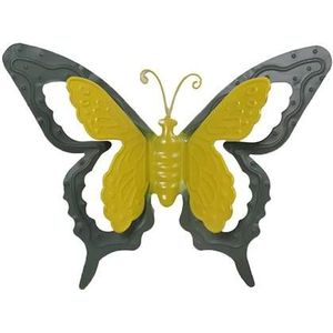 Mega Collections muurvlinder - tuindecoratie - groen - metaal - 24 cm