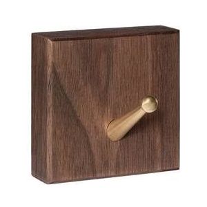 QUVIO Wandhaak houten vierkant met metalen haakje - hout + goud
