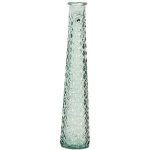 Decoris Vaas/bloemenvaas van gerecycled glas - D7 x H32 cm - transparant turquoise