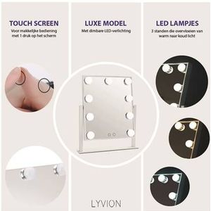 LYVION Hollywood Spiegel met LED verlichting - Make-upspiegel - Wit