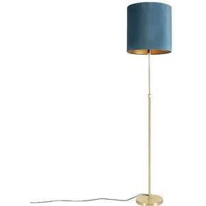 QAZQA Vloerlamp goud|messing met velours kap blauw 40|40 cm - Parte