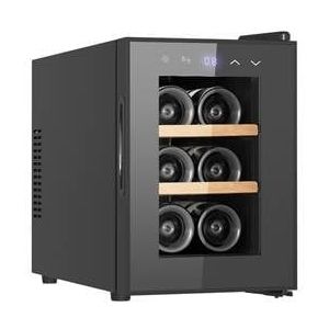 Vinata Premium Wijnkoelkast Vrijstaand Sena - Zwart - 6 flessen - 39.3 x 26.5 x 49.5 cm - Glazen deur