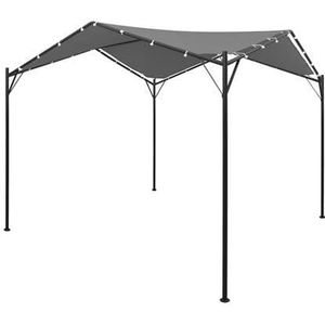 <p>Ontspan en geniet onder onze moderne, maar toch praktische tuinpaviljoen van je tuin of terras! Deze tent is zeel veelzijdig in gebruik, hij is geschikt voor familiebijeenkomsten, barbecues, middagpicknicks, kampeertripjes, verjaardagsfeestjes, enz.</p>
<p>Het uv-bestendinge oxford dak met een PA-coating en het gepoedercoat stalen frame maken de zonneluifel duurzaam en perfect voor gebruik buiten.</p>
<p>Dankzij de inbegrepen knevels is het makkelijk om het tentdak aan het frame van je tuinpaviljoen te bevestigen.</p>
<p>LET OP: dit product mag NOOIT worden gebruikt in slechte weersomstandigheden, zoals sterke wind, zware regen, sneeuw of storm.</p>
<ul>
  <li>Kleur: antraciet</li>
  <li>Materiaal: gepoedercoat stalen frame en 600D oxford stoffen dak</li>
  <li>Afmetingen: 4 x 4 x 2,6 m (L x B x H)</li>
  <li>Uv- en waterbestendig</li>
  <li>Materiaal: Polyester: 100%</li>
</ul>