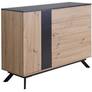 Sky Style Brandio Eiken | Zwart Dressoir 4-Lades