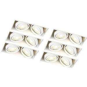QAZQA Set van 6 inbouwspots wit GU10 kantelbaar trimless 2-lichts -