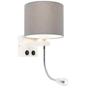QAZQA Moderne wandlamp wit met grijze kap - Brescia