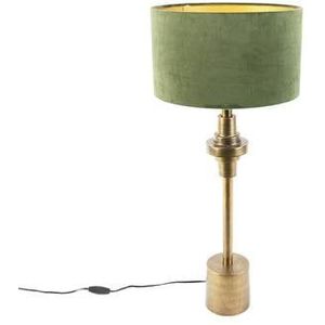 QAZQA Art deco tafellamp met velours kap groen 35 cm - Diverso