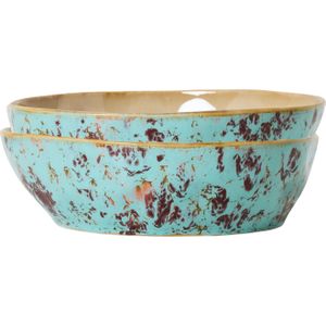 HKliving 70's Ceramics Pastaborden - Set van 2 - Patina
