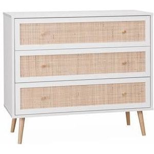 sweeek - Ladekast met hout- en rietlook, 90x39x79cm