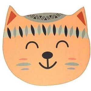 Vloerkleed kat kinderkamer - Wasbaar oranje 140x150 cm