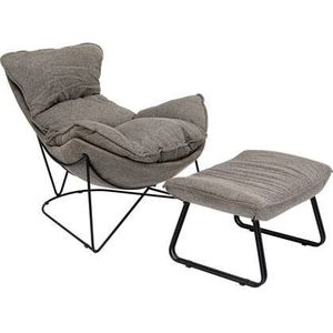 Kare Fauteuil with Stool Snuggle Grey (2|part)