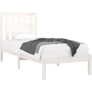 vidaXL Bedframe massief grenenhout wit 90x190 cm