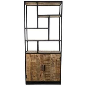 HSM - HSM Collection -Open Boekenkast - 80x35x180 - Naturel|zwart -