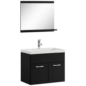 Badplaats Badkamermeubel Montreal 02 60 cm - Mat zwart - Met spiegel