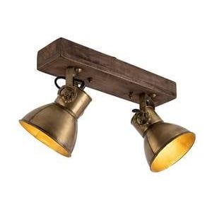 QAZQA Plafondlamp brons 2-lichts met hout - Mangoes