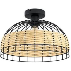 EGLO Anwick Plafondlamp - E27 - Ø 38 cm - Zwart|Rotan