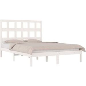 vidaXL Bedframe massief grenenhout wit 120x190 cm