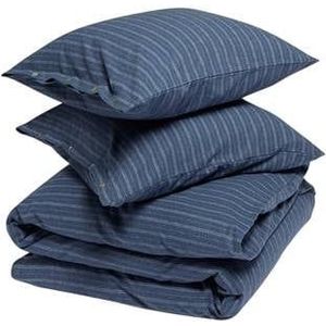 Yumeko overtrekset velvet flanel denim blue stripe 240x220 + 2|60x70