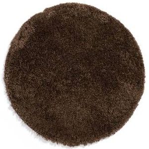 Rond hoogpolig vloerkleed - Cozy Shaggy - bruin 80 cm rond