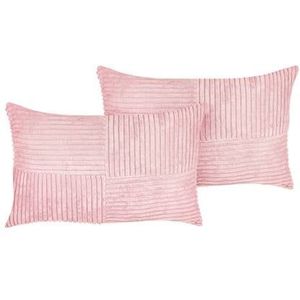 Beliani - MILLET - Sierkussen set van 2 - Roze - 47 x 27 cm - Corduroy