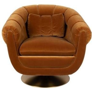 Dutchbone - Member - Fauteuil - Groen - Fluweel - Draaibare Voet
